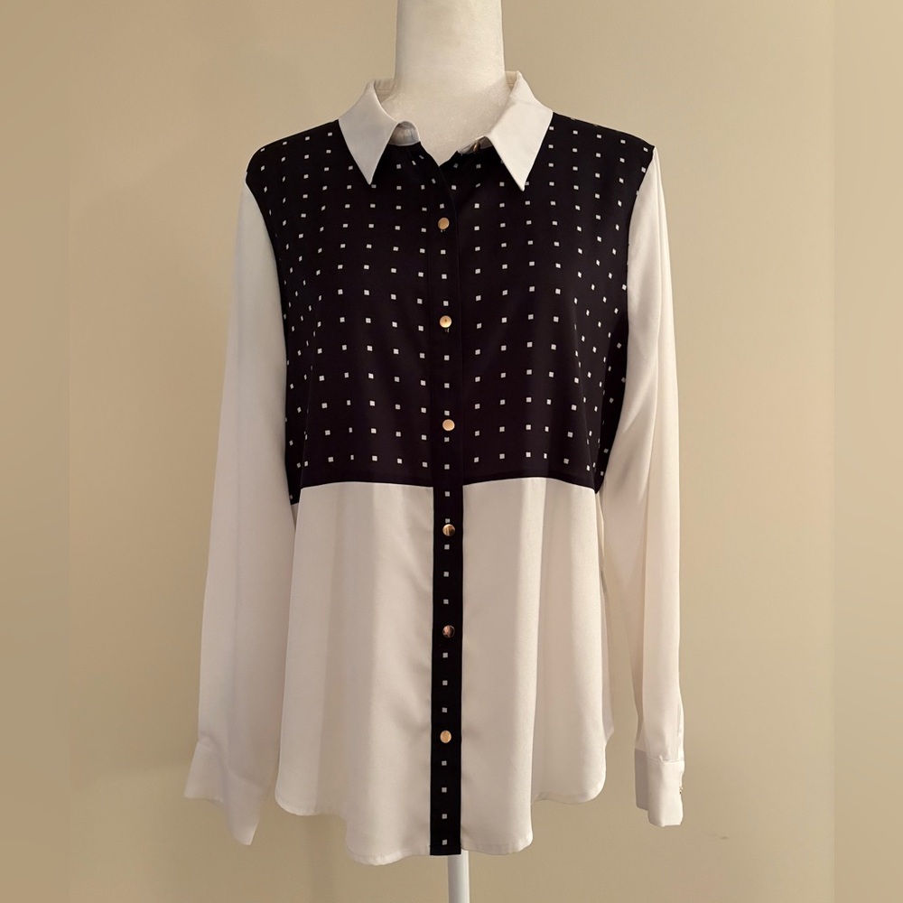 Ivanka Trump Black and White Button Down Shirt